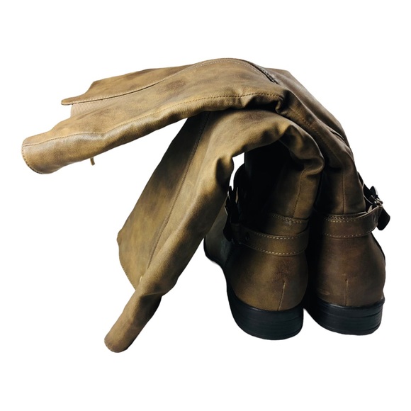 3231 Women's Brown Faux Leather Riding Boots Stretch Zip 11 - Picture 7 of 10